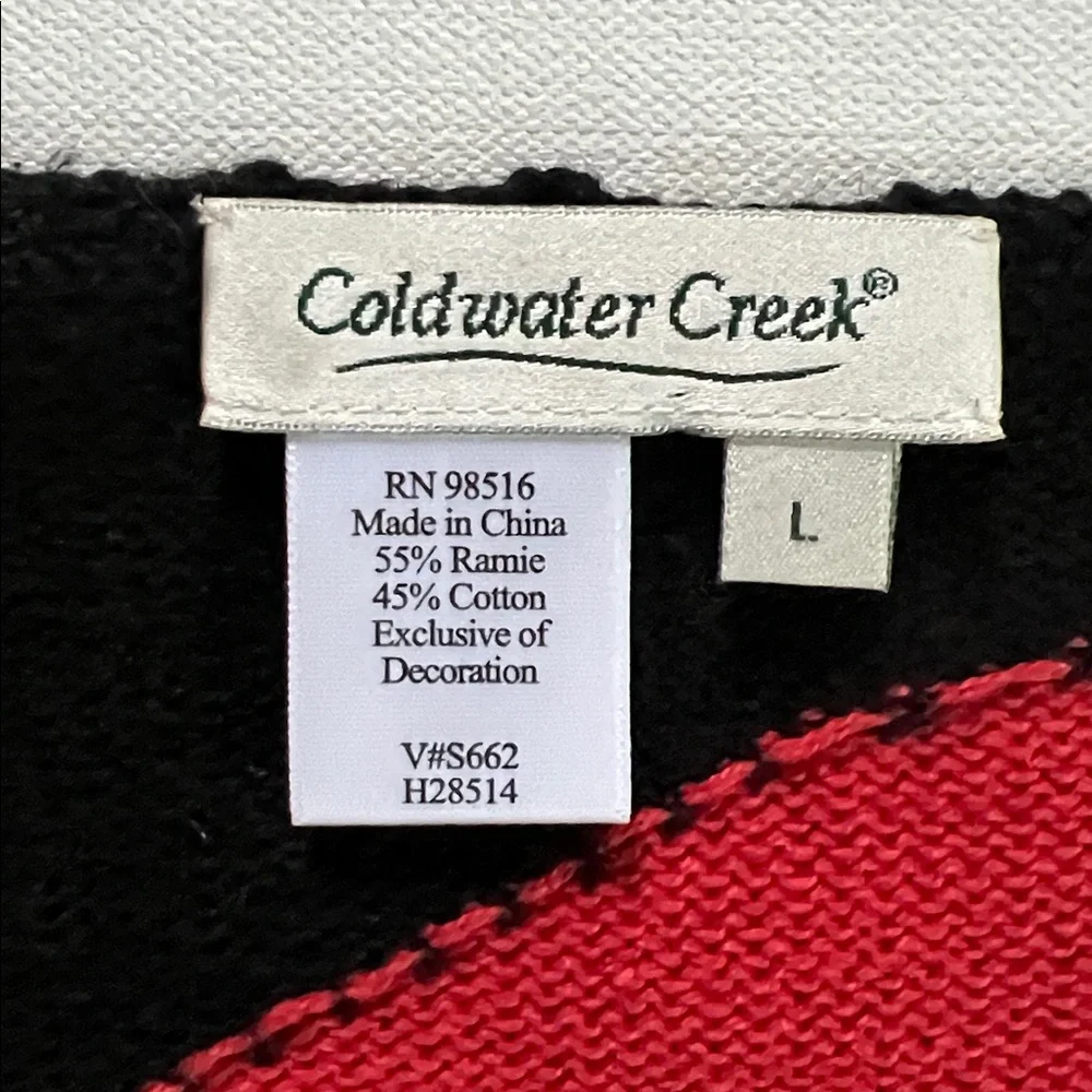 Coldwater Creek Black and Red Floral Patterned Women’s Sleeveless Sweater - L